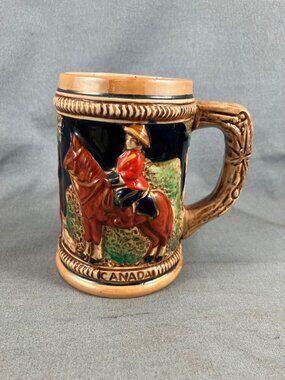 Vtg Mug Stein Tankard RCMP Mountie Royal Canadian Mounted Police Made in Japan